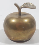 Vintage Brass Metal 2 3/8" Tall Apple with Leaf