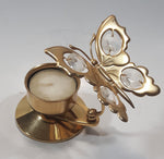 Vintage Austrian Crystal Delight 24K Gold Plated Crystal Wing Butterfly Tealight Candle Holder