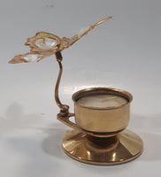 Vintage Austrian Crystal Delight 24K Gold Plated Crystal Wing Butterfly Tealight Candle Holder