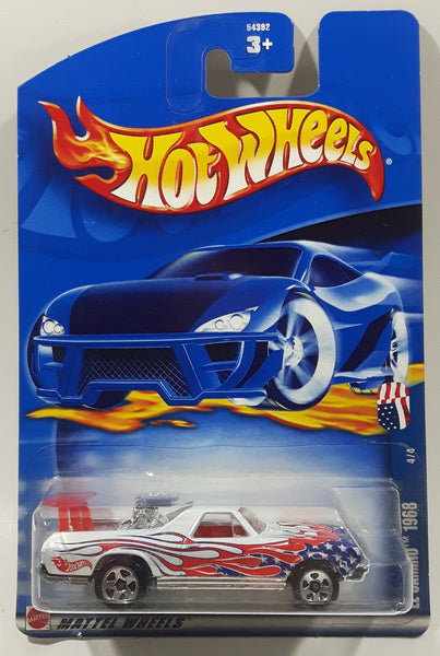 2002 Hot Wheels Star Spangled 1968 El Camino White Die Cast Toy Car Vehicle New in Package