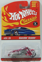 2005 Hot Wheels Classics Series 1 Scorchin' Scooter Spectraflame Pink Die Cast Toy Motor Cycle New in Package