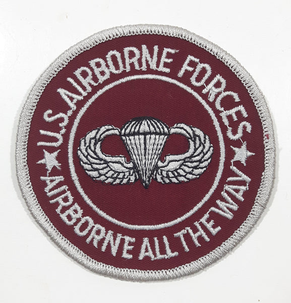 U.S. Airborne Forces Airborne All The Way Red 3 1/4" Fabric Military Insignia Patch Badge