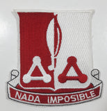 U.S. Army 871st Airborne Engineer Battalion Nada Impossible Red and White 3 1/8" x 3 1/2" Fabric Military Insignia Patch Badge