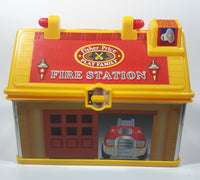 2008 Mattel Fisher Price Play Family Fire Station Toy Plastic Container with Handle