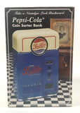 1996 Pepsi Cola Vending Machine Shaped Plastic Coin Sorter Bank with Box