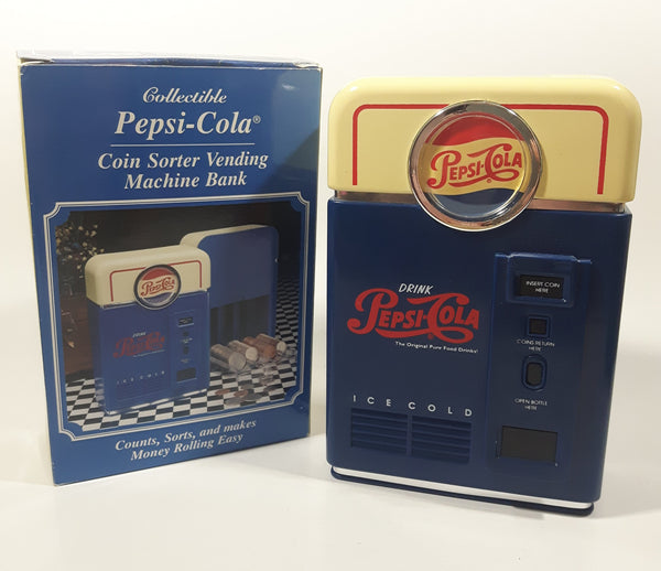 1996 Pepsi Cola Vending Machine Shaped Plastic Coin Sorter Bank with Box