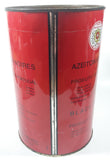 Vintage Ribeiro Azeitonas Pretas Black Olives Large Red 9 1/2" Tall Metal Can Made in Portugal