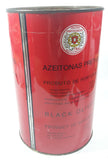 Vintage Ribeiro Azeitonas Pretas Black Olives Large Red 9 1/2" Tall Metal Can Made in Portugal