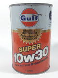 Vintage Gulf Saves Fuel Premium 10w30 Super Hydro Treated 1 Litre Motor Oil Metal Can FULL