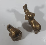 Vintage Brass Elephant Sculptures Sitting and Standing Set of 2