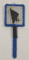 Blue Yarn Trimmed Plastic Mesh Fly Swatter with Fly and White Flower 1 3/8" x 4" Fridge Magnet