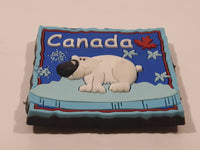 Canada Polar Bear on Iceberg 1 1/2" x 1 1/2" Thick Rubber Fridge Magnet