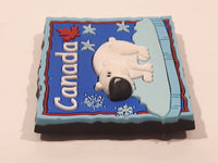 Canada Polar Bear on Iceberg 1 1/2" x 1 1/2" Thick Rubber Fridge Magnet