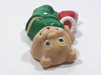 Russ Berries Light Brown Teddy Bear in Green PJs with Red Christmas Stocking 1 1/4" x 1 7/8" Fridge Magnet