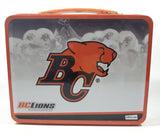 2008 BC Government Act Now CFL BC Lions Football Team "Every Move Is A Good Move" Orange and White Metal Lunch Box