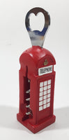 U.K. British London England Red Telephone Booth Shaped 5 1/2" Tall Resin Bottle Opener Corkscrew