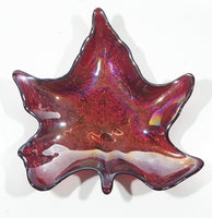 Beautiful Iridescent Pink Magenta Rainbow Maple Leaf Shaped Candy Dish Table Center Piece