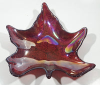 Beautiful Iridescent Pink Magenta Rainbow Maple Leaf Shaped Candy Dish Table Center Piece