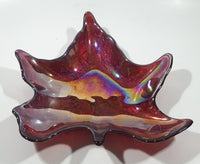 Beautiful Iridescent Pink Magenta Rainbow Maple Leaf Shaped Candy Dish Table Center Piece