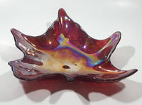 Beautiful Iridescent Pink Magenta Rainbow Maple Leaf Shaped Candy Dish Table Center Piece