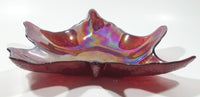 Beautiful Iridescent Pink Magenta Rainbow Maple Leaf Shaped Candy Dish Table Center Piece