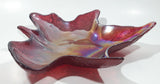 Beautiful Iridescent Pink Magenta Rainbow Maple Leaf Shaped Candy Dish Table Center Piece