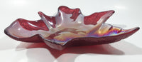 Beautiful Iridescent Pink Magenta Rainbow Maple Leaf Shaped Candy Dish Table Center Piece