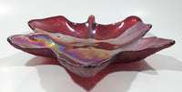 Beautiful Iridescent Pink Magenta Rainbow Maple Leaf Shaped Candy Dish Table Center Piece