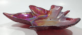 Beautiful Iridescent Pink Magenta Rainbow Maple Leaf Shaped Candy Dish Table Center Piece