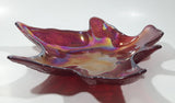 Beautiful Iridescent Pink Magenta Rainbow Maple Leaf Shaped Candy Dish Table Center Piece