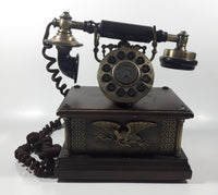 Antique Style Paramount Collection Classic Series Model 1911 Presidential Brass Eagle Wood Cased Ornate Engraved Push Button Telephone
