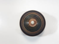 Mexican Carved Etched Wood Trinket Dish Box with Hat Lid and Small White Feet 3 1/4" Tall