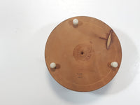 Mexican Carved Etched Wood Trinket Dish Box with Hat Lid and Small White Feet 3 1/4" Tall