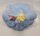 Vintage LJ Lady Jane with Hand Fan Blue Hand Painted 9 1/2" Tall Ceramic Figurine Statue