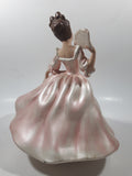 Vintage LJ Lady Jane with Hand Fan Pink Hand Painted 9 1/2" Tall Ceramic Figurine Statue