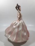 Vintage LJ Lady Jane with Hand Fan Pink Hand Painted 9 1/2" Tall Ceramic Figurine Statue