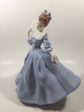 Vintage LJ Lady Jane with Hand Fan Blue Hand Painted 9 1/2" Tall Ceramic Figurine Statue