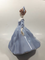 Vintage LJ Lady Jane with Hand Fan Blue Hand Painted 9 1/2" Tall Ceramic Figurine Statue