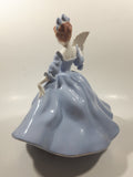 Vintage LJ Lady Jane with Hand Fan Blue Hand Painted 9 1/2" Tall Ceramic Figurine Statue