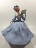 Vintage LJ Lady Jane with Hand Fan Blue Hand Painted 9 1/2" Tall Ceramic Figurine Statue