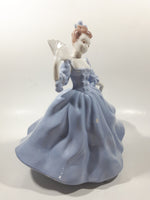 Vintage LJ Lady Jane with Hand Fan Blue Hand Painted 9 1/2" Tall Ceramic Figurine Statue