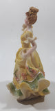 Lady in Yellow Dress with Pink Flowers 5 3/4" Tall Light Weight Resin Figurine