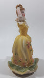 Lady in Yellow Dress with Pink Flowers 5 3/4" Tall Light Weight Resin Figurine