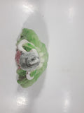 Vintage Lady in Green and Pink Dress with Grey Bonnet 7 3/4" Tall Porcelain Figurine