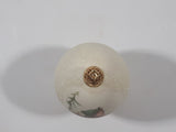 Vintage Hummel Style Boy with Dog and Bag of Puppies 4 1/2" Tall Porcelain Egg On Gold Tone Metal Stand
