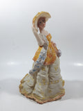 Victorian Woman in Yellow Dress and Hat with Scarf and Purse 8" Tall Resin Figurine Sculpture