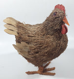 Folk Art Straw Brown Rooster Chicken 8 1/4" Tall