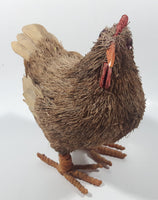 Folk Art Straw Brown Rooster Chicken 8 1/4" Tall