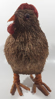 Folk Art Straw Brown Rooster Chicken 8 1/4" Tall