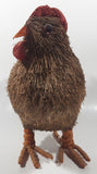 Folk Art Straw Brown Rooster Chicken 8 1/4" Tall